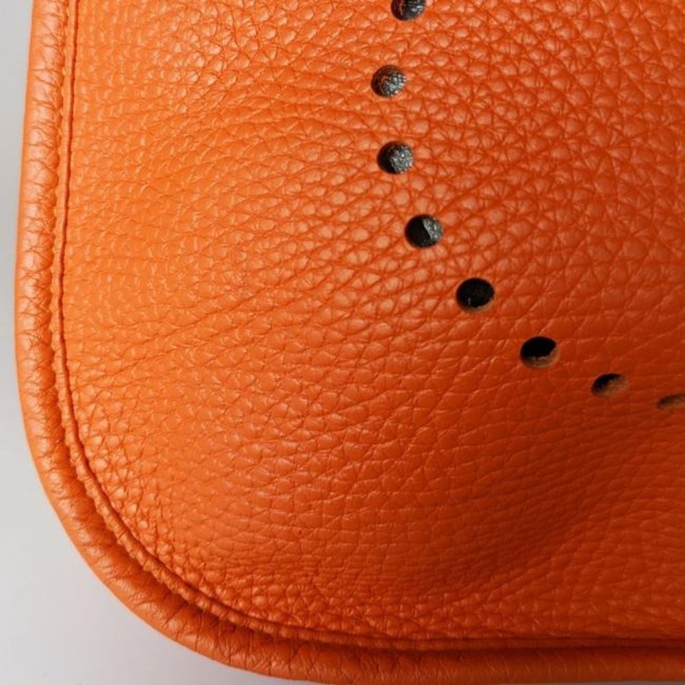 SOLD Hermes Evelyne Iii Pm Orange Clemence Leather Cross Body Bag - Picture 9 of 11